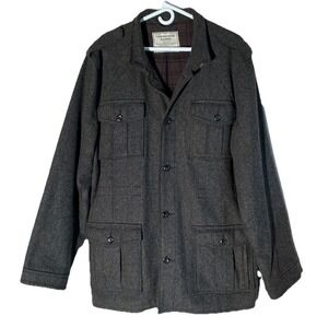 Mens OLD NAVY Size XL Gray Wool Pea Coat Flannel Lined with 4 Front Pockets